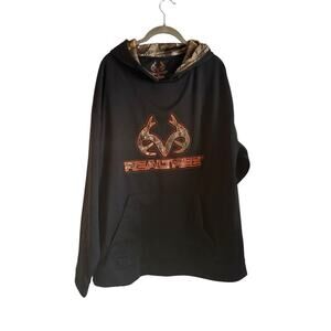 Realtree Black Men's Size XL Camo Lined Hood Logo Hoodie